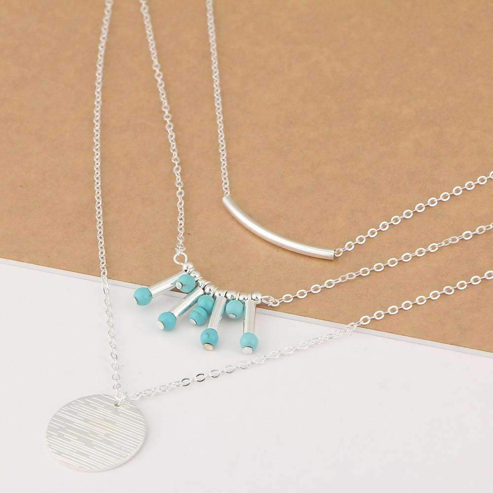 Boho Turquoise Multilayer Necklace – Adjustable Layered Jewelry