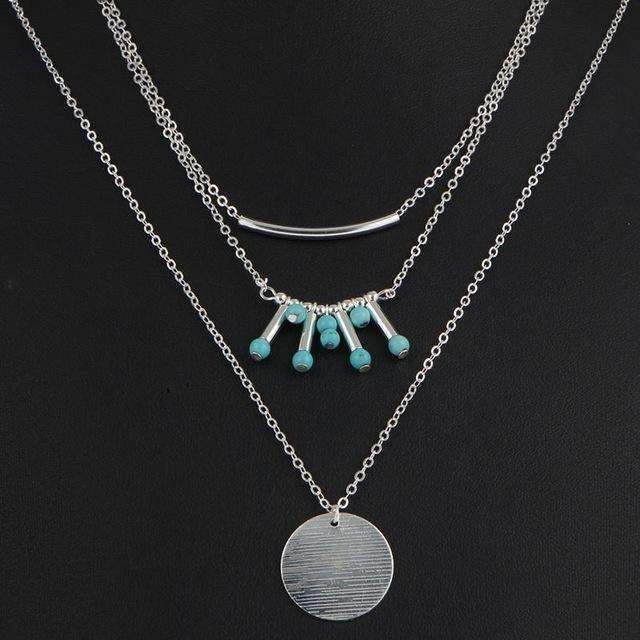 Boho Turquoise Multilayer Necklace – Adjustable Layered Jewelry