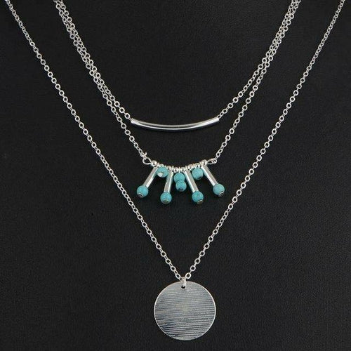 Boho Turquoise Multilayer Necklace – Adjustable Layered Jewelry