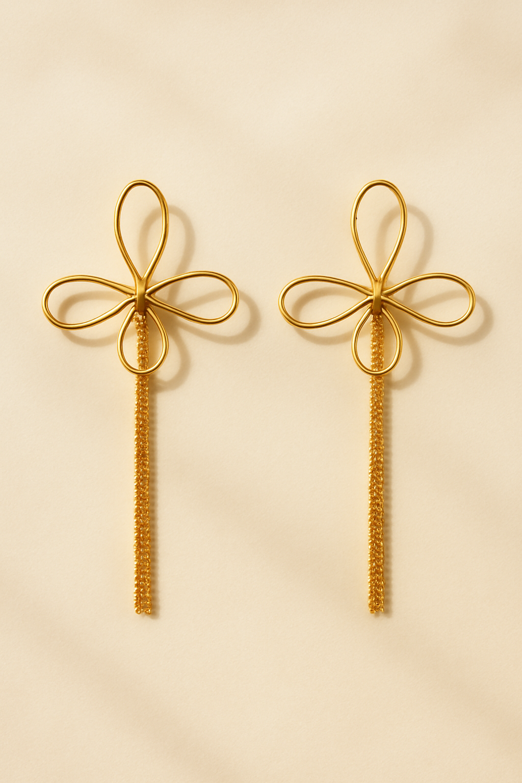 Gold Bow Tassel Earrings - studio