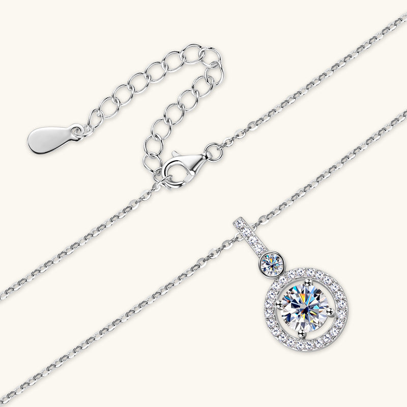 High-End Moissanite Necklace – 925 Silver Round Pendant Jewelry