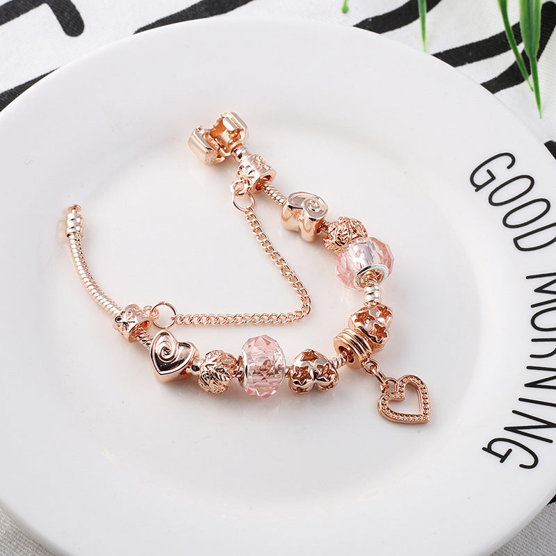 Fashion Love Geometric Rose Gold Bracelet – Elegant Women’s Jewelry