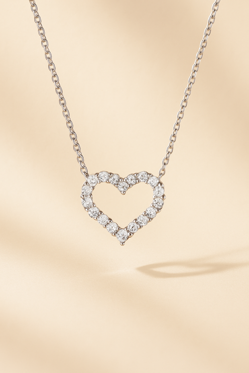 Classic Moissanite Heart Necklace - studio
